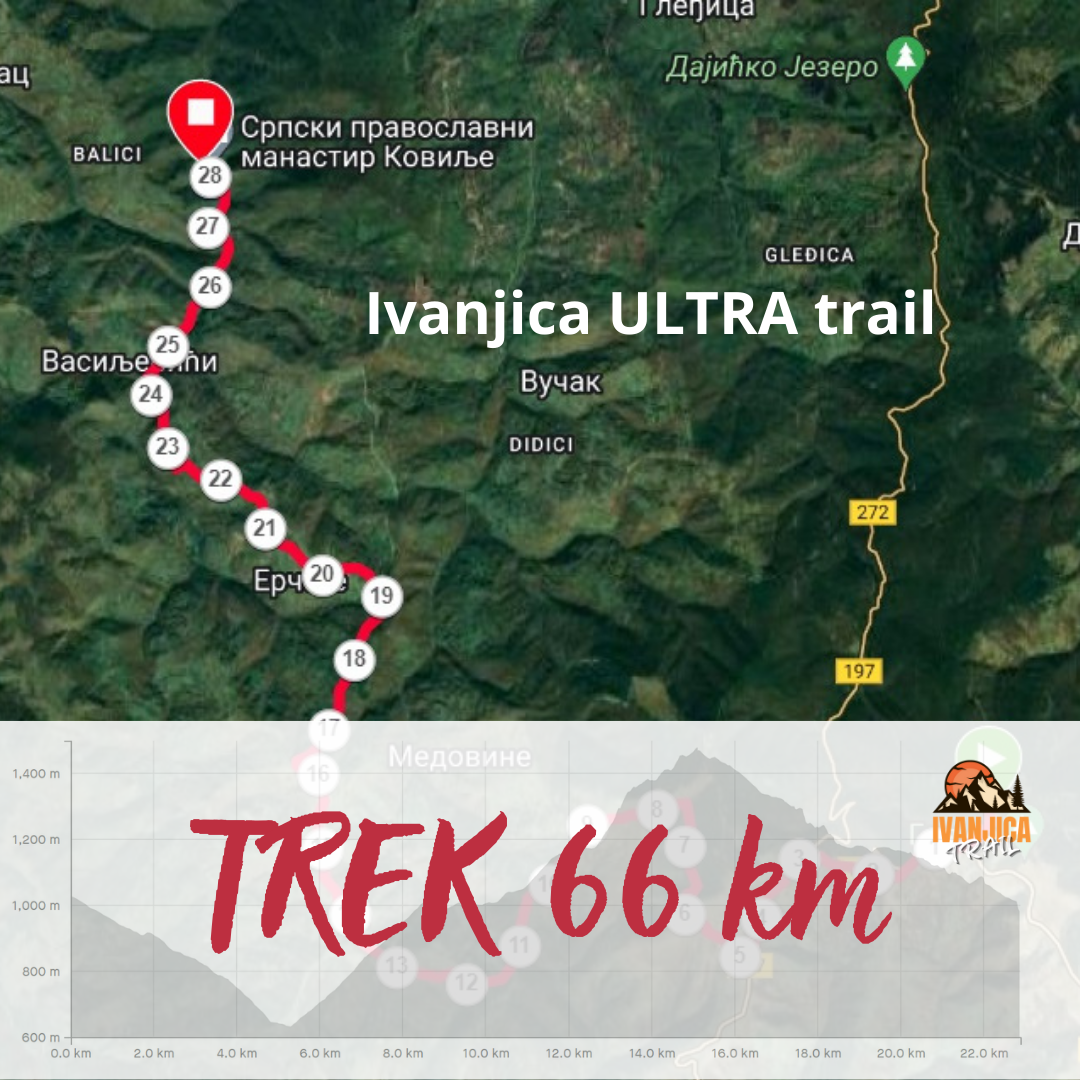 TREK 66 km - Mapa trke I i II etapa | Ivanjica trail